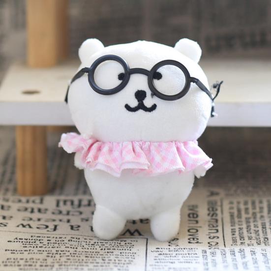 Puppenanhänger mit Brille Denkender Bär Puppe Schlüsselanhänger Anhänger Schultaschenzubehör Weicher Samt