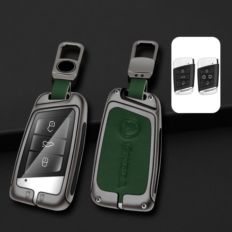 AAAAM1 Zinc Alloy Car Smart Remote Key Case Bag Cover Holder Shell Fob For Skoda Superb A7 Karoq Kodiaq 2020 2021 Keychain Accessories