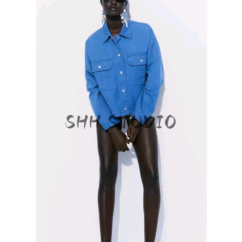 Spring and Summer New Women's Clothing Lapel Long Sleeves Casual Pocket Decoration Cotton Shirt Style Jacket Outwear 8372083