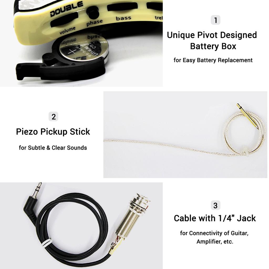 Musical Instrument Pickup DOUBLE B1G Guitar Pickup Preamp with Volume & Tone Control Musical Pickup