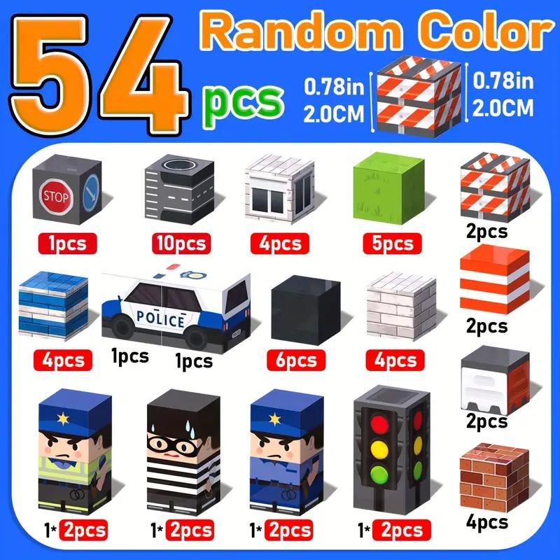 2.0cm Magnetic Blocks  Magnetic Building Blocks City Traffic Magnetic Building Block Toys Kids Build Cubes Travel Game Toys