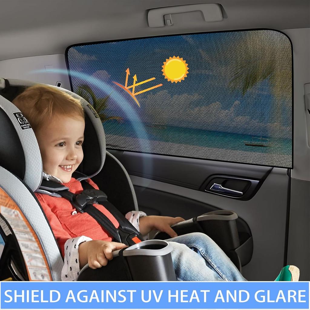 ZATOOTO Car Side Window Sun Shade 4 Pack, Window Shades For Baby Magnetic Mesh Sun Shade Protection From Heat And UV For Sleeping, Camping,