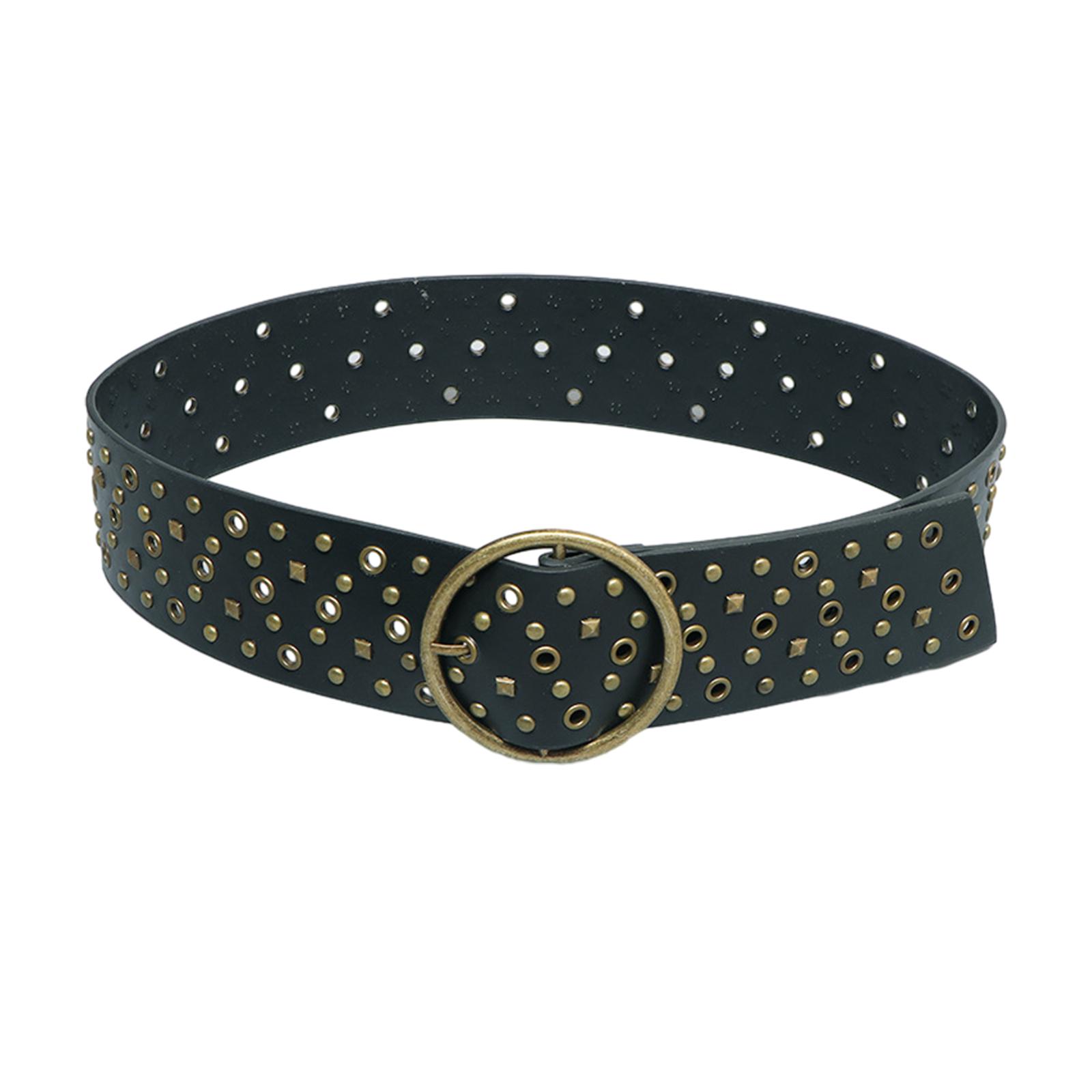 

Взрослый пояс на талию Харадзюку с пряжкой-штифтом, сплав, заклепки, пояс из ПУ для женщин и мужчин, износостойкий широкий пояс чёрный