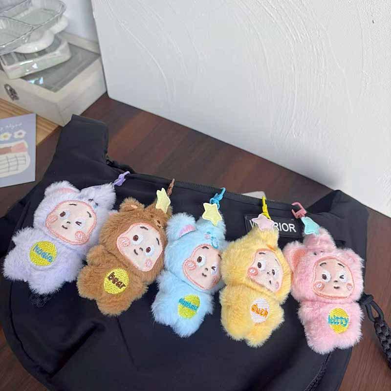 1 st Tecknad Pyjamas Stjärnman Nyckelring Plysch Hängande Prydnad Väskhänge Djur Uppstoppad Nyckelring Tillbehör Semestergåvor