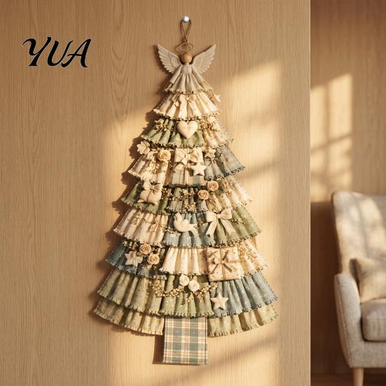 Garten- und Meeresdeko für das ganze Jahr, Weihnachtlicher handgefertigter Türhänger-Bausatz, Patchwork-Baumdekoration, DIY-Näh-Set, Übergroßes Silhouette-Ornament