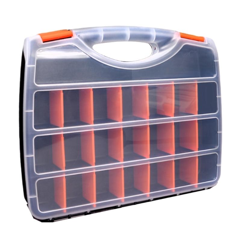 Transparent Plastic Tool Organizer Boxes Adjustable Compartments Secure Latches Ergonomic Handle for Hardware Accessories