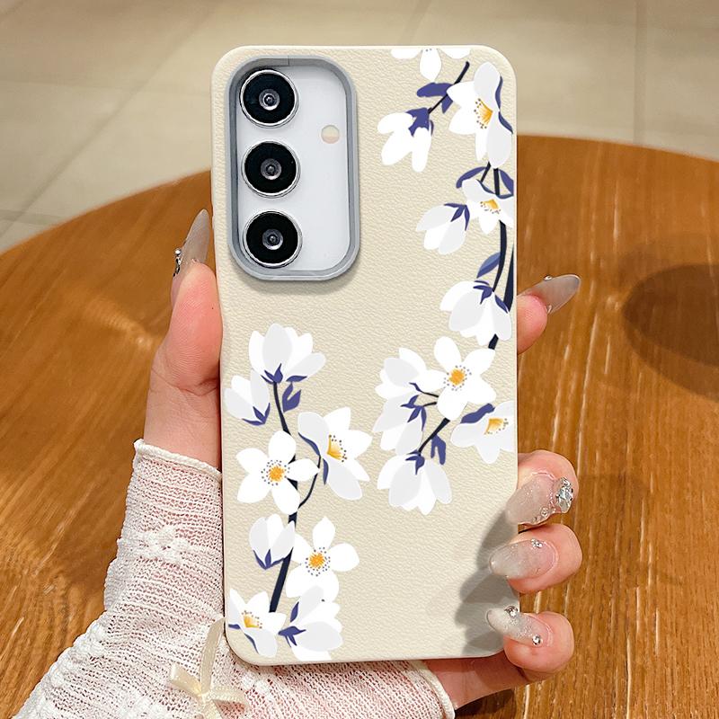 S25 Ultra Case Magnolia White Flower Cover For Samsung Galaxy S25 Ultra Capa S24 Ultra S22 Ultra S23 Plus S21 FE S20 5G Capa