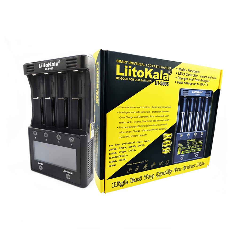 Lii-500S 18650 Battery Charger 4 Slots LCD Screen Display Touch Control for Lithium/NiMH 26650 AA A