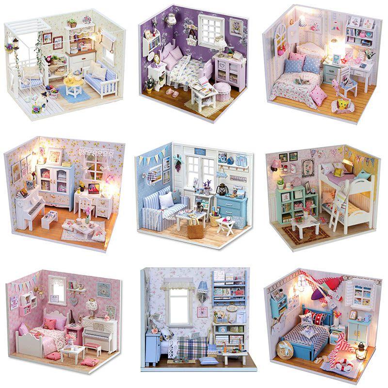 Exquisite 3d Miniature Dollhouse Furniture Kit With Led Light For Imaginative Kids