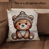 2D Cute Teddy Bears Pillow Covers For Home Decor Pattern Cushion Cover Suitable For Sofa Bedroom Car Pillow Cover