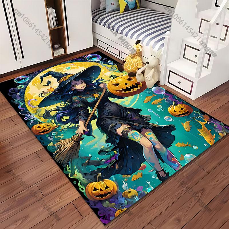 Magical Underwater Halloween Witch Carpet Yoga Living Room Room Decor Children's Crawling Mat Doormat Area Rug Games Mat