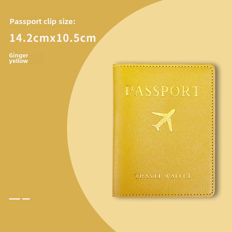 "PU Leather Luggage Tag & Passport Cover Set with Cross-Border Airplane Design"