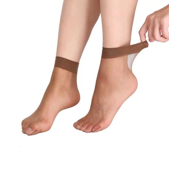 10 Pairs Women's Ankle High Sheer Socks Soft Nylon Socks Summer Ultra Thin Silky Socks Cool See Through Nude Stockings