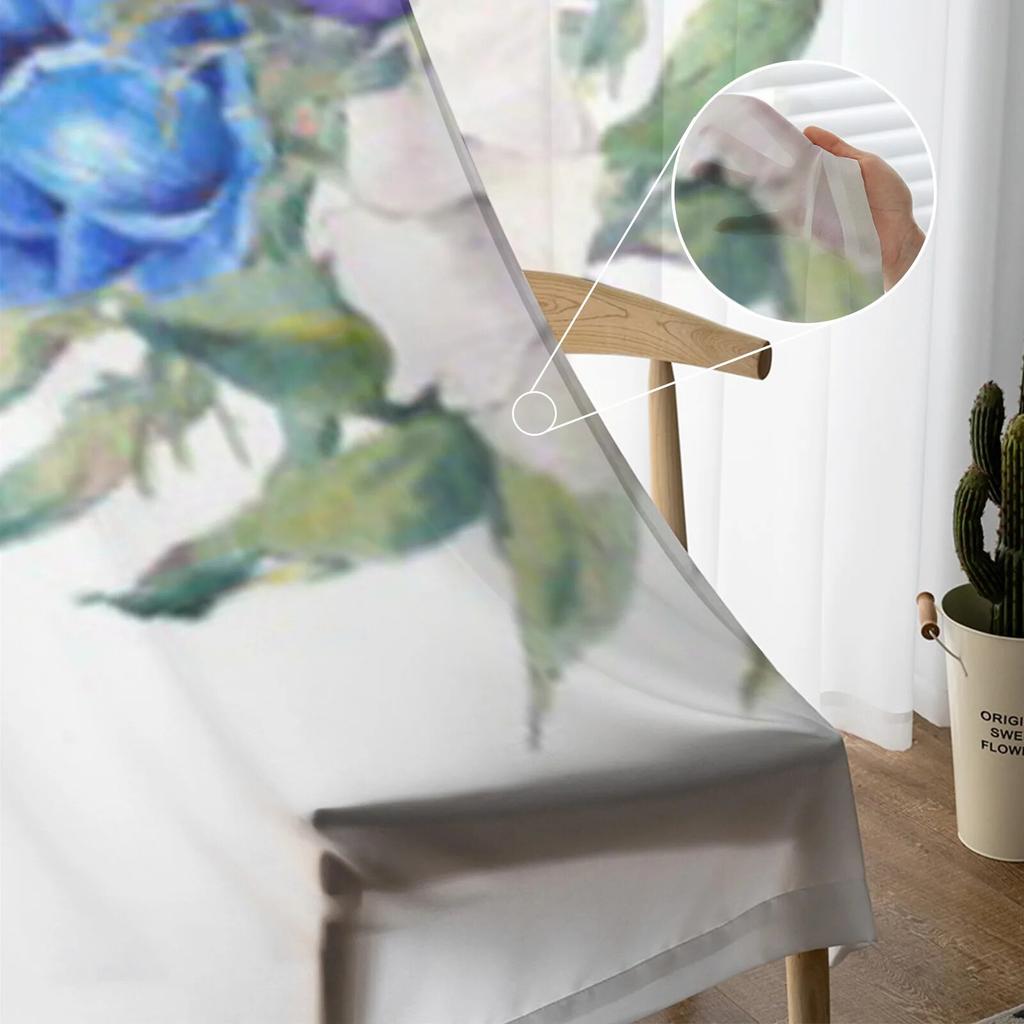 Flower Plant White Tulle Sheer Curtains for Living Room Decoration Curtain for the Room Bedroom Kitchen Voile Organza Curtains