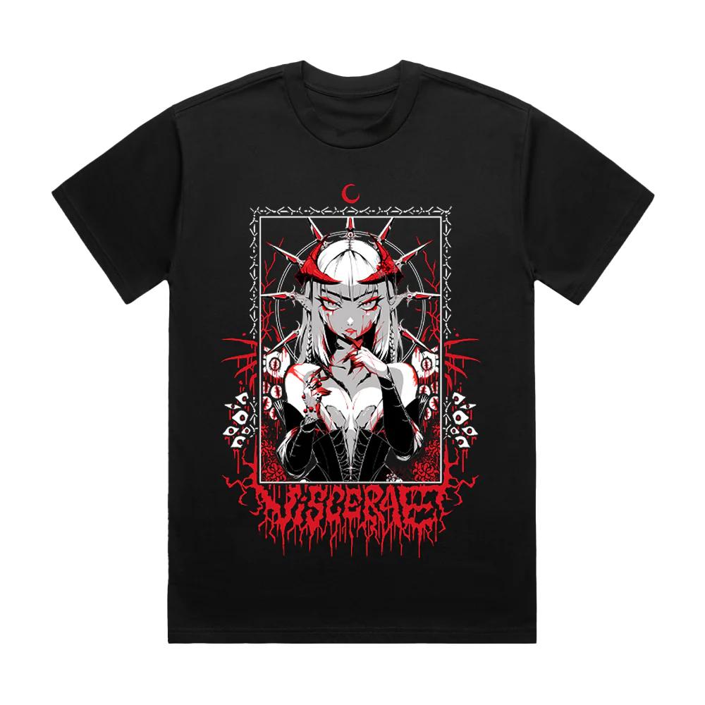 Gothic Punk T-Shirt Teufel Stil Avantgarde Totenkopf Eckdesign Herren Damen Modisch Kurzärmelig Reine Baumwolle Personalisiertes Oberteil