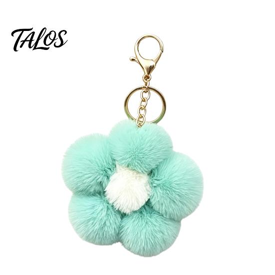 Women Bag Charm Plush Flower Keychain for Handbags, Five-petal Charm, Aesthetic Handbag Pendant Fluffy Backpack Hanging Accessory Soft