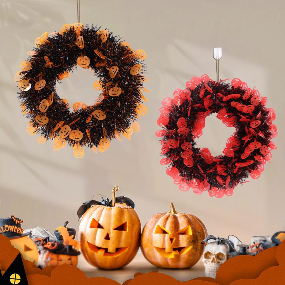 Charming Wreath Halloween With Stunning Pumpkin And Bats For Elegant Holiday Decorations