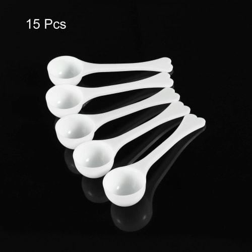 uxcell 15-Piece Micro Spoon, 3g Measuring Scoop, Plastic Round Bottom Mini Spoon, Flat Bottom Mini Spoon for Home Kitchen, Powder Measurement, and Bak