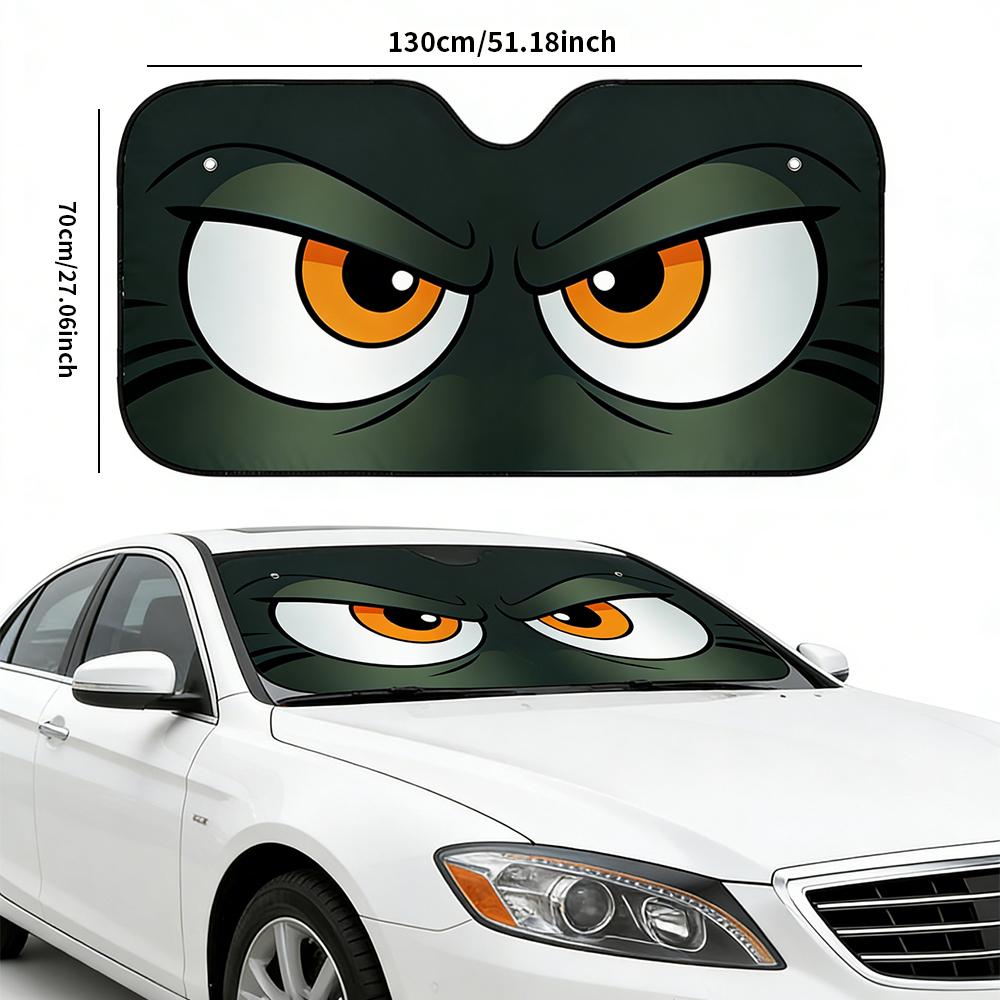 Cartoon Angry Eyes Car Windshield Sun Shade Universal Car Windshield Sun Visor Car Accessories Decoration