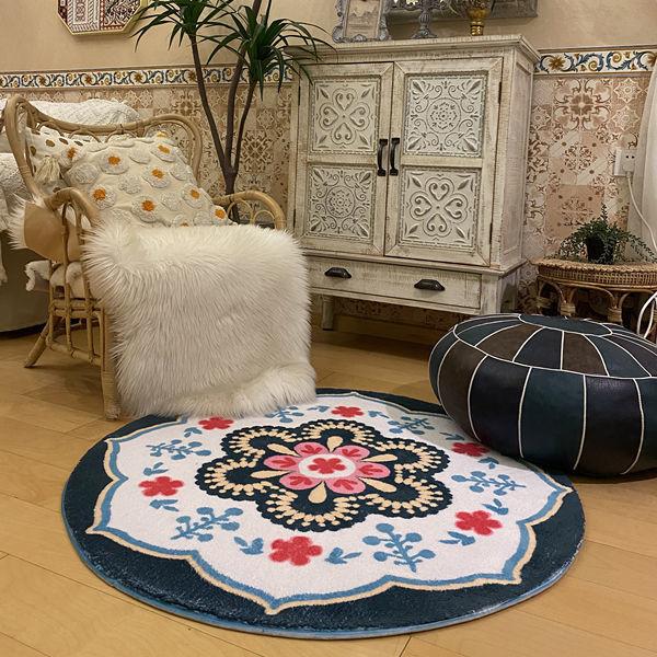 Retro Round Carpet Thickened Bedroom Bedside Carpet Computer Chair Dirt Resistant Cartoon Washable