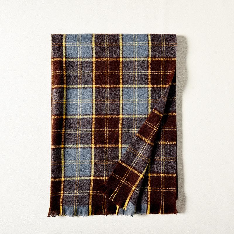 Sciarpa scozzese alla moda da donna autunno e inverno dolce sciarpa scozzese in finto cashmere addensata sciarpa invernale da donna