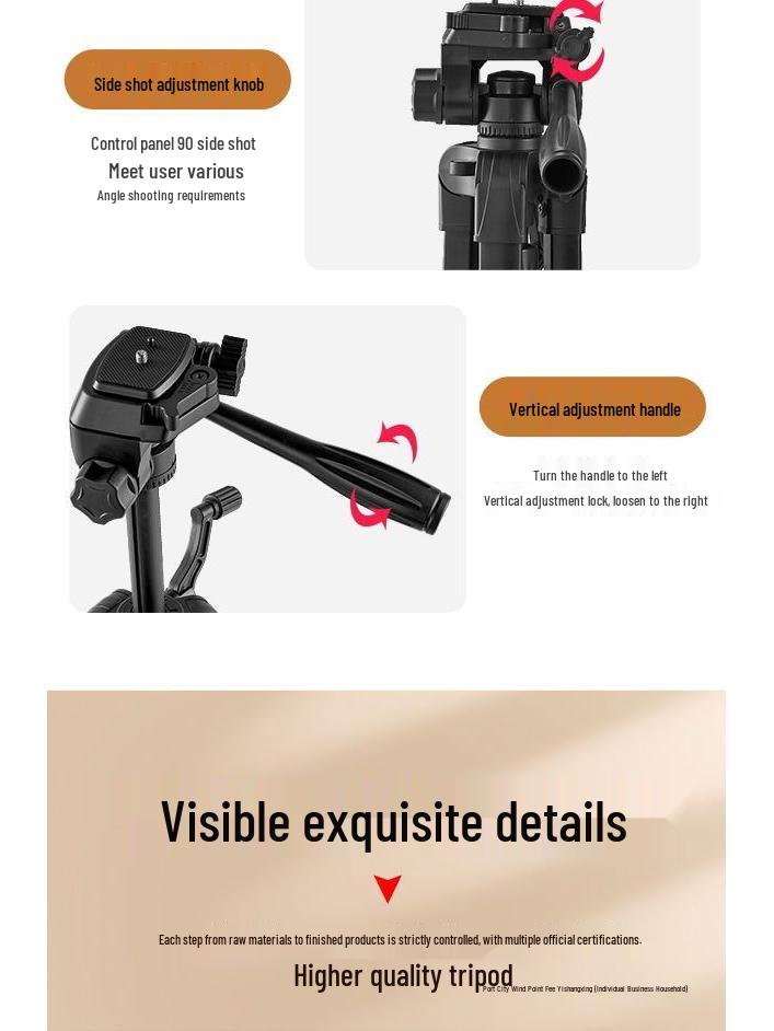 Portable Desktop & Floor Standing Tripod with Ring Light for Live Streaming & Photography