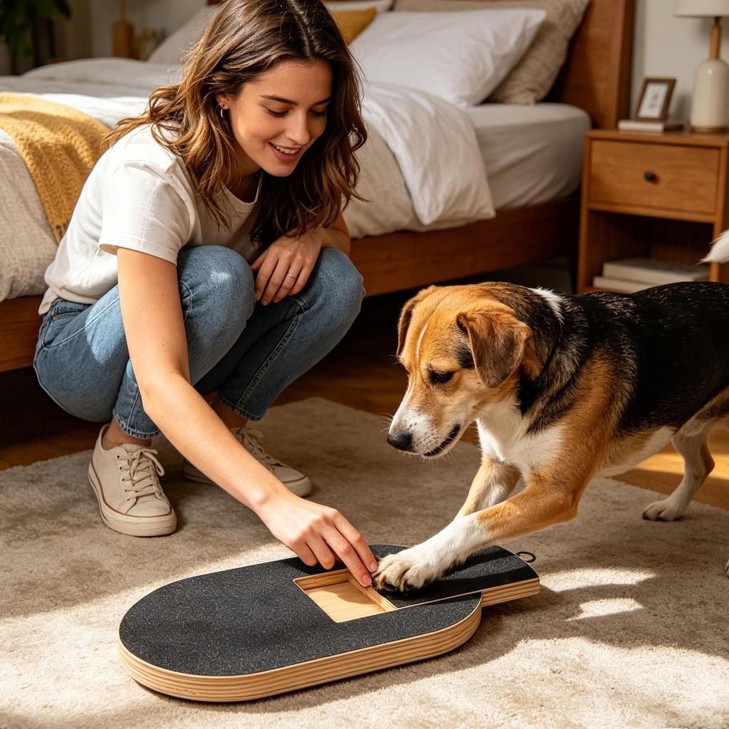Scratching Board For Dogs Wooden File Pad With Treat Box Dog Nail Scratch Pad For Play Boredom Home Pet Enrichment Carpet Brain