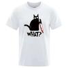 WHAT? Knife Cat Print Men's Women T-Shirt Anime Graphics Harajuku Oversized TShirts Casual Loose Casual Male Tees Tops Clothing