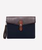 Matt Canvas Leather Combination Men'S Leather Clutch (Navy + Dark Brown) B42937