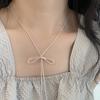 Retro Irregular Bow & Heart Tassel Necklace - Cool Versatile Clavicle Chain for Autumn & Winter