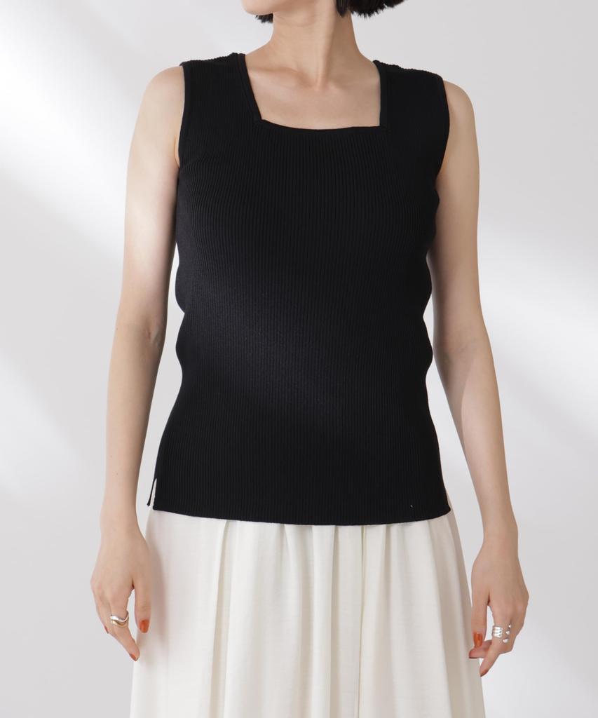 Nano Universe Square Crew Neck Rib Knit Tank Size F Women's 2-Way & Top, Gray, 020, 673-5222312