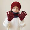 3Pcs Kids Winter Hat Scarf Gloves Set Plush Lining Children Beanie Neck Warmer Non-slip Gloves Kids Cap Set for Girls Boys