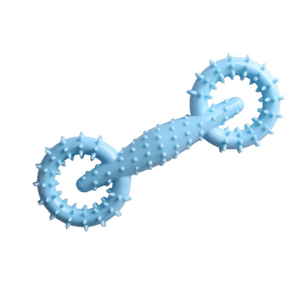 

Pet Chew Toy Soft Rubber Bite-resistance Double Ring Shape Teeth Grinding Chewing Toys for Small Dogs Training Pet Supplies синий