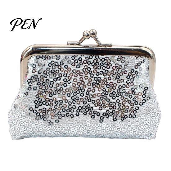 Metal Hinge Coin Case Women Purse, with And Kiss-lock Design, Lightweight Portable Purse Mini Wallet, Sequined Glitter Vintage Pouch for Coins