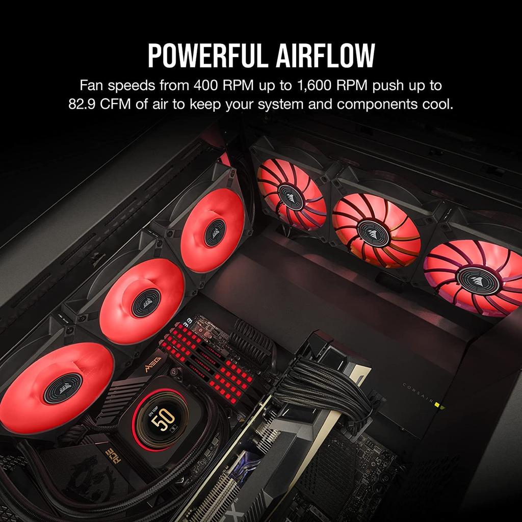 CORSAIR ML140 LED ELITE, 140mm Magnetic Levitation Red LED Fan with AirGuide, Single Pack (CO-9050123-WW)