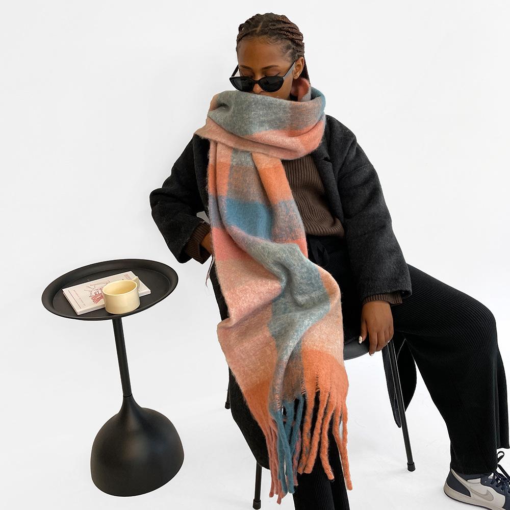 Solid color mohair scarf autumn and winter new women's warm scarf vacuum packaging