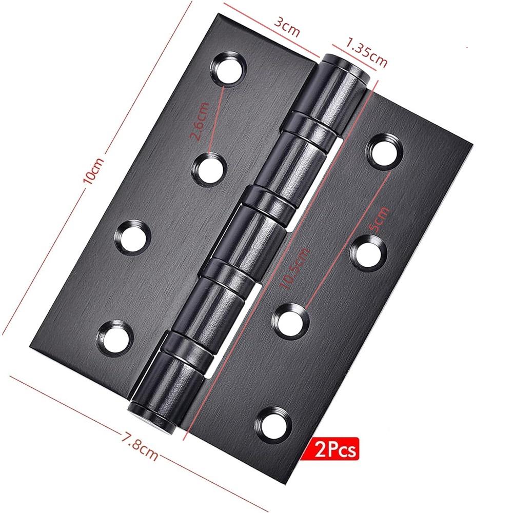  2-Piece 10x7.8cm Heavy-Duty Stainless Steel Door Hinges With 16 Screws – Black/Gold/Silver – For Entry Doors, Cabinets, Windows, Toolboxes