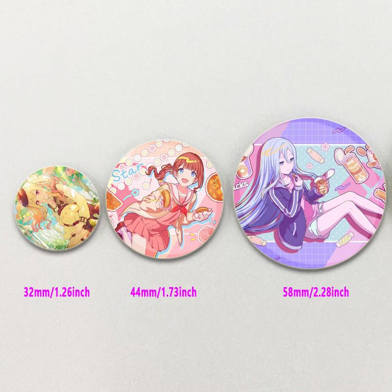 32/44/58mm Project SEKAI Blaszany Pin Okrągły Kreskówkowy Wpinany Broszki na Plecak Ubrania Akcesoria Odznaka Kolekcjonerska Anime Dekoracja Słodki