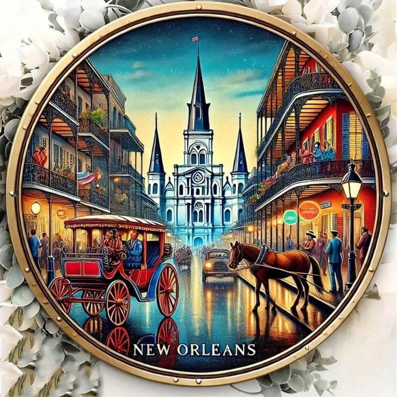 Vintage Aluminum New Orleans Sign 20x20cm Retro Wall Decor Waterproof Poster for Home Cafe Bar Kitchen