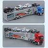 1:48 Alloy Diecast Car Carrier Model Toys Miniature Cars Double Decker Light Sound Trailer Transport Vehicle Boys Birthday Gifts