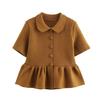 Kaslead New Women Clothes Western Style Short Skirt Hem Temperament Short Sleeve Knitted Outerwear 2142012