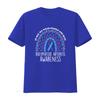 Casual Rheumatoid Arthritis Awareness Purple Blue Ribbon Rainbow Print T Shirt Vintage Stretched Top For Everyday Wear