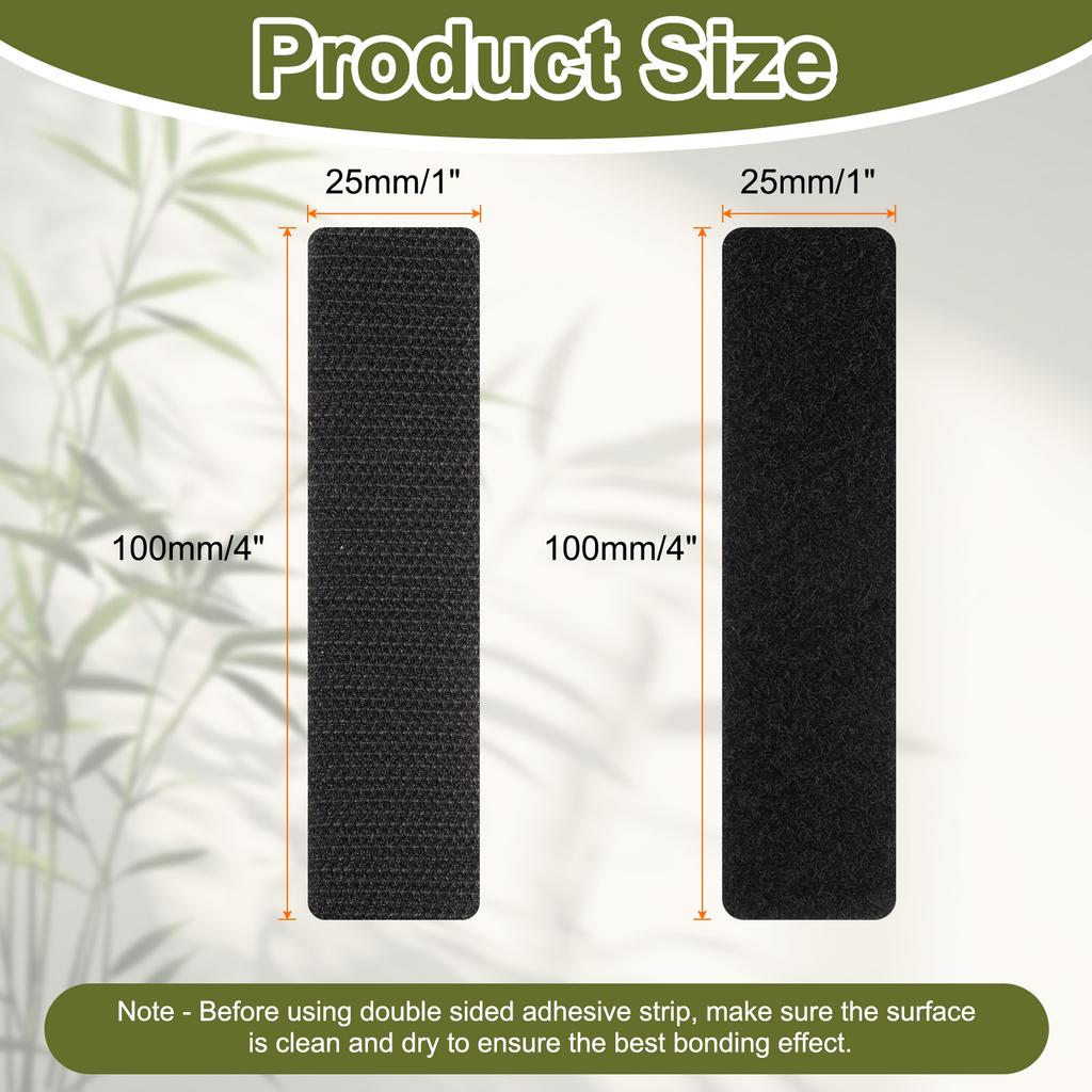 Strong Self-Adhesive Hook and Loop Fastener Tape Rectangle Nylon Sticker Adhesive Tape For Home Office Car DIY Craft Black