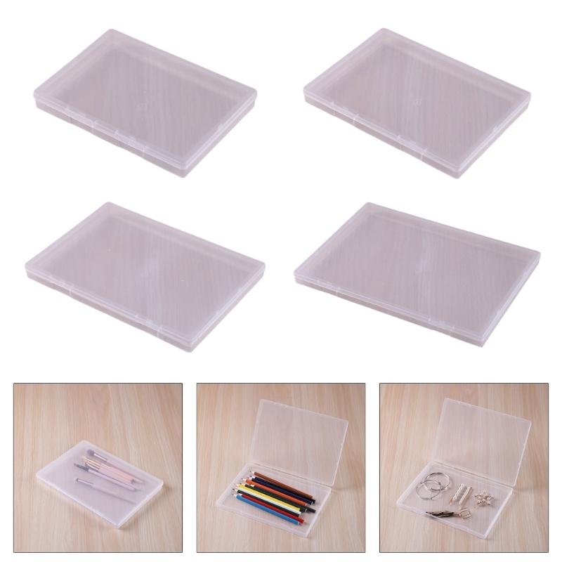 Pack Of 5 Clear Flat Plastic Storage Boxes for Organizing Beads Tools Letter and Papers Transparent Organizers Case