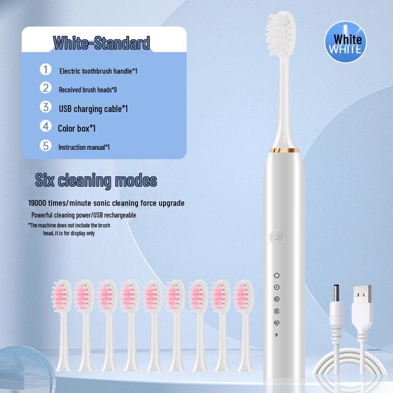 "Smart Sonic Electric Toothbrush for Couples - Cross-Border Charging, Soft Bristles, Automatic Cleaning."