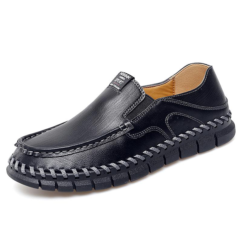 Handmade Leather Men Casual Shoes Luxury Designer Soft Men's Loafers Non-slip Brown Slip On Flats Man Moccasins Large Size 38-47