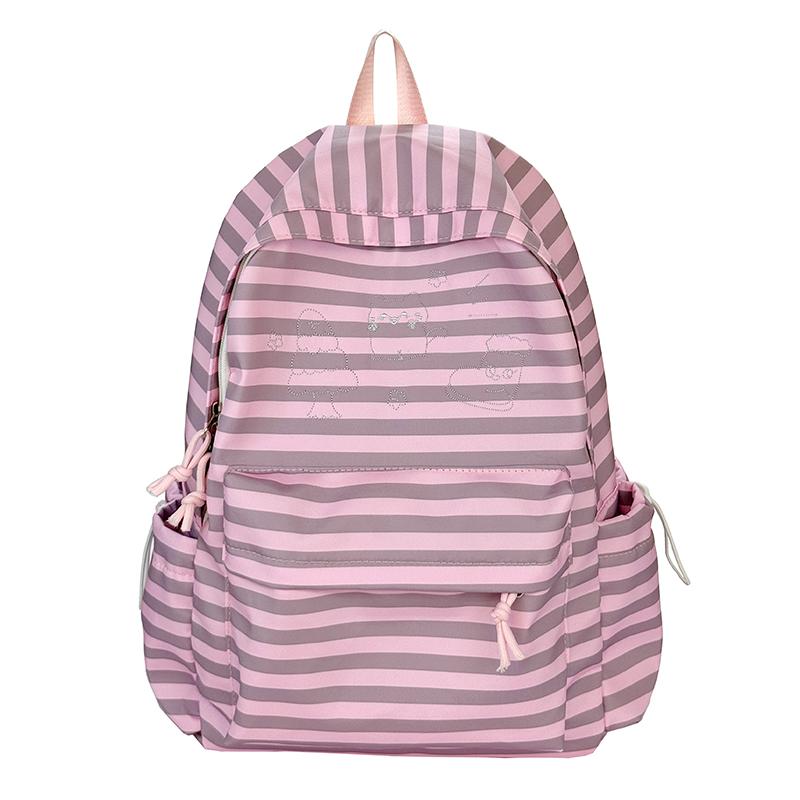 Striped Print Student Schoolbag Women's Large Capacity Commuter Backpack