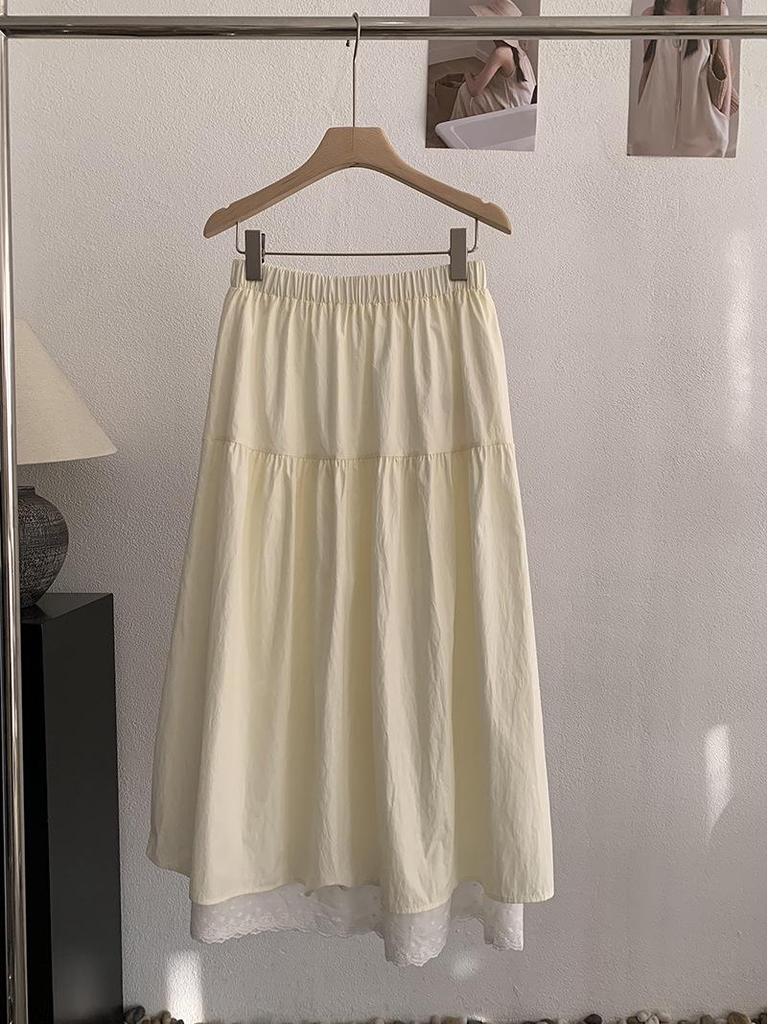 Oumalai Sweet Gentle High Waist A-line Umbrella Skirt for Women