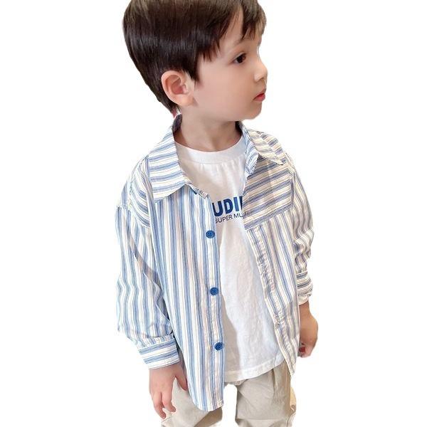 Boys Striped Long Sleeve Cotton Shirt Spring Autumn Korean Kids Top