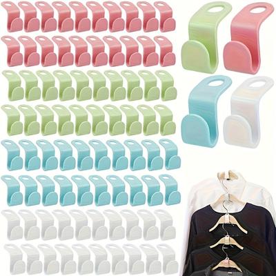 Innovative 50-Piece Foldable Plastic Hanger Hooks Set - Space-saving Box - Casual Style, Assorted Colors - Clothes Hooks, Hangers